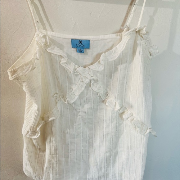 White Ruffled Spaghetti Strap Top - Picture 2 of 3